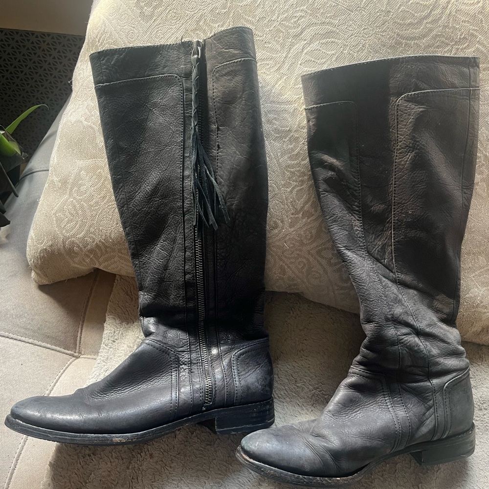 ELLA MOSS Black Leather Tall Boots - size 7.5